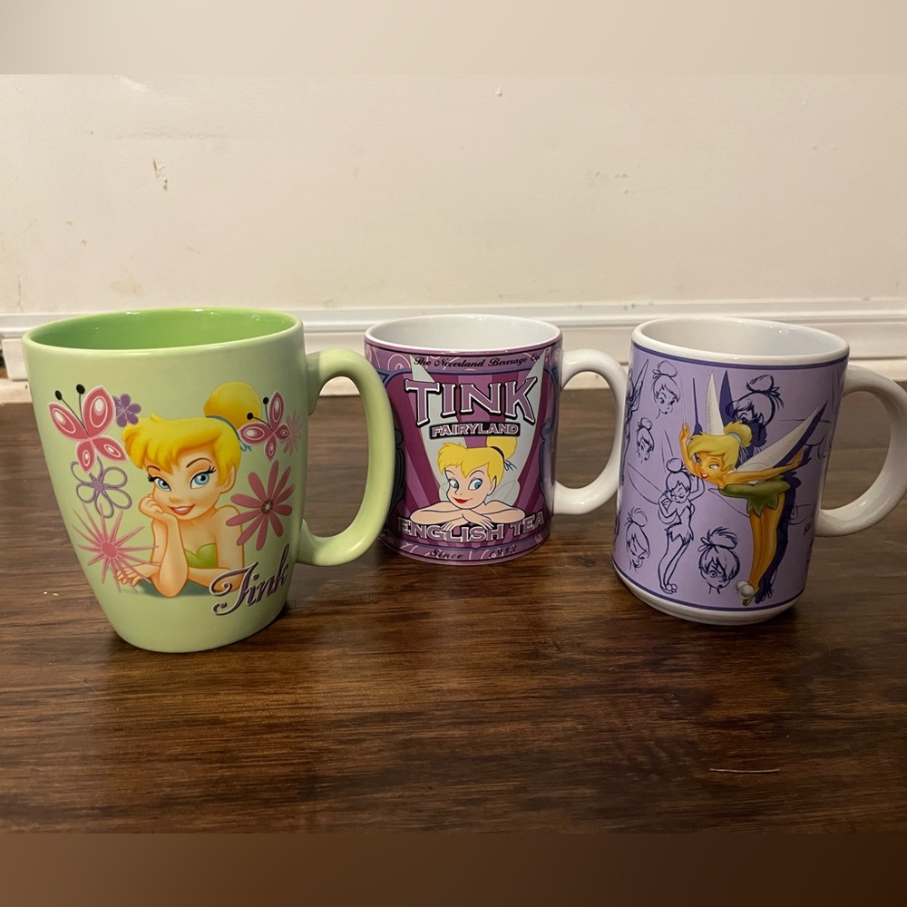 Lot of 3 Disney Store Tinkerbell mugs